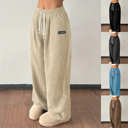 Damen-Cordhose mit weitem Bein und Kordelzug