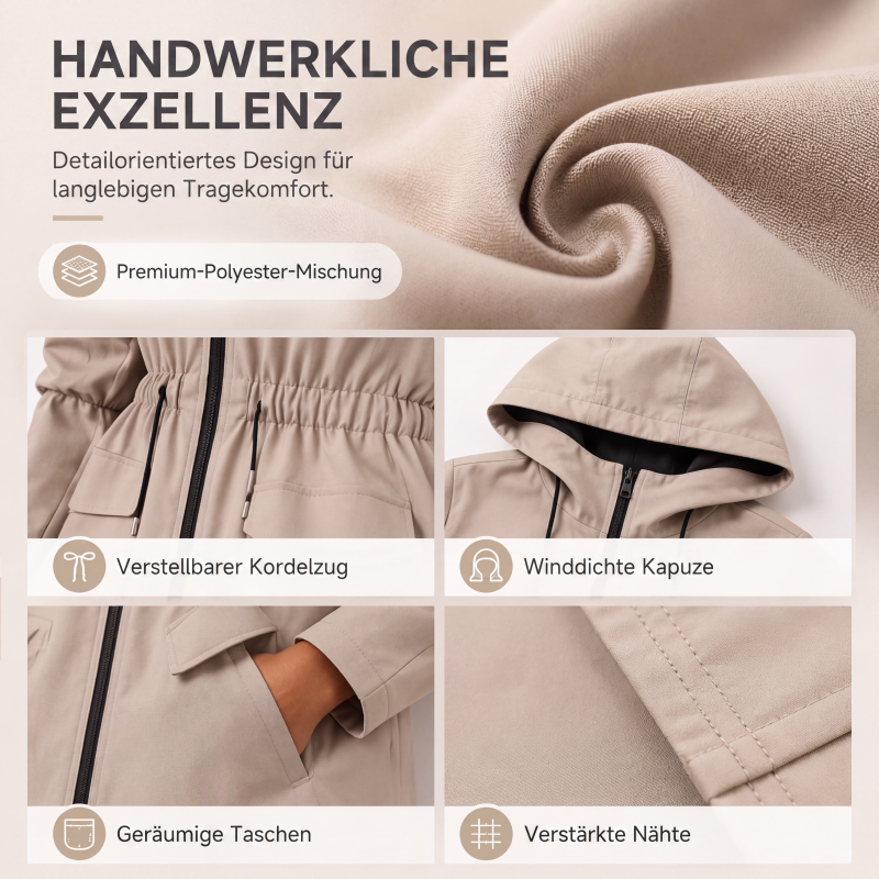 📢📢50%Rabatt!!!🎉✨Wasserdichte Damen-Regenjacke mit Kapuze