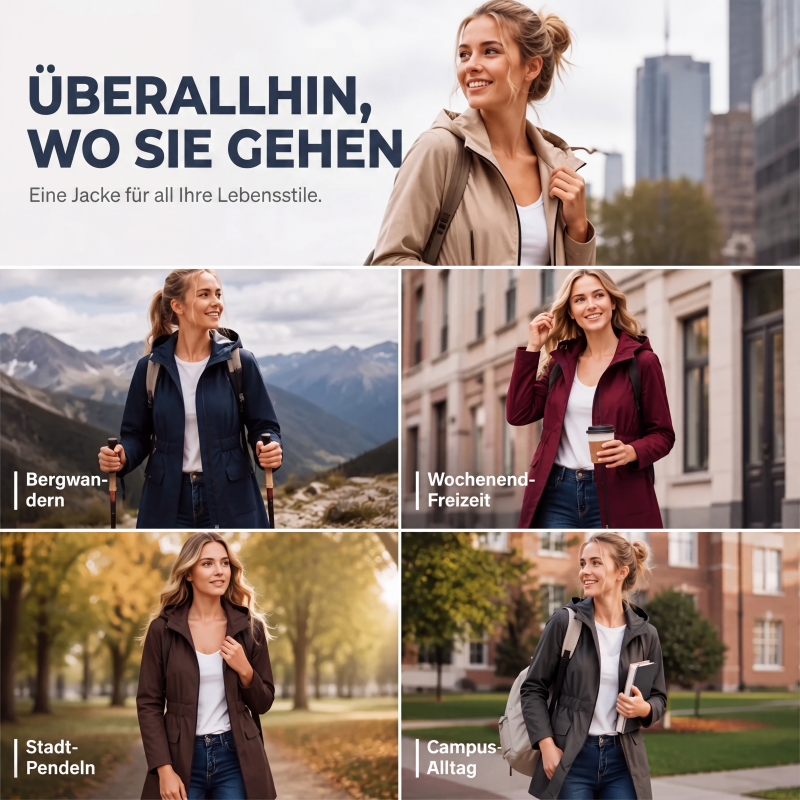 📢📢50%Rabatt!!!🎉✨Wasserdichte Damen-Regenjacke mit Kapuze