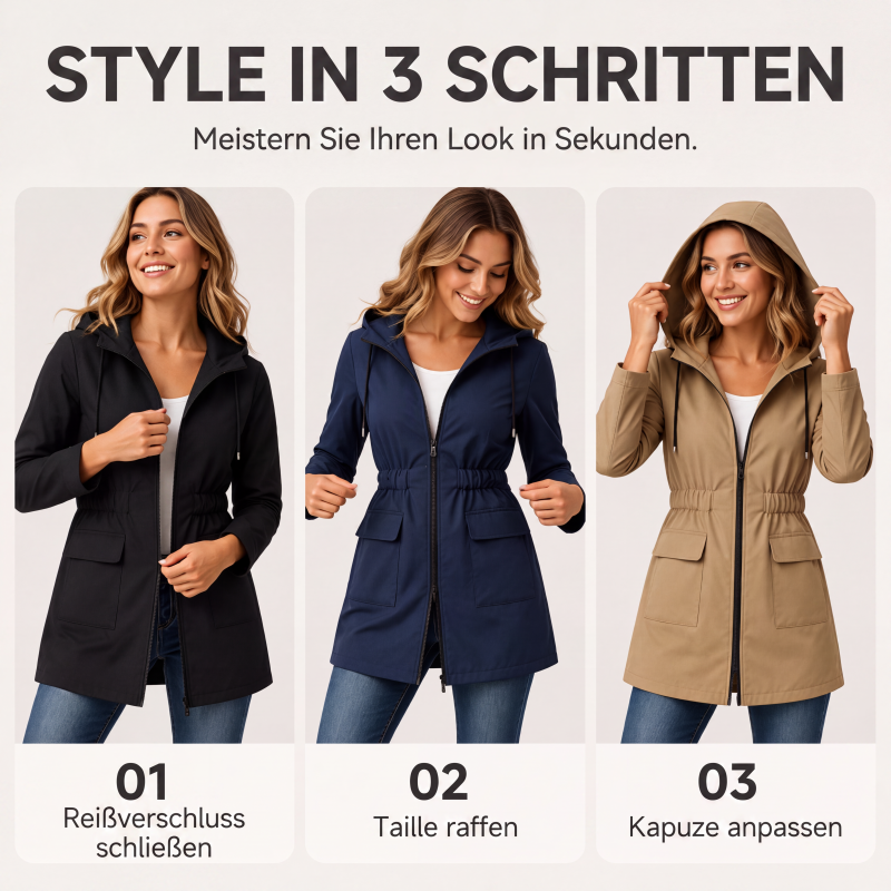 📢📢50%Rabatt!!!🎉✨Wasserdichte Damen-Regenjacke mit Kapuze