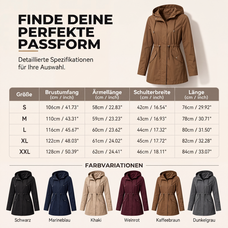 📢📢50%Rabatt!!!🎉✨Wasserdichte Damen-Regenjacke mit Kapuze