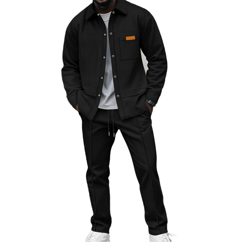 Zweiteiliges Freizeit-Set für Herren: Waffelstrick-Jacke und Hose