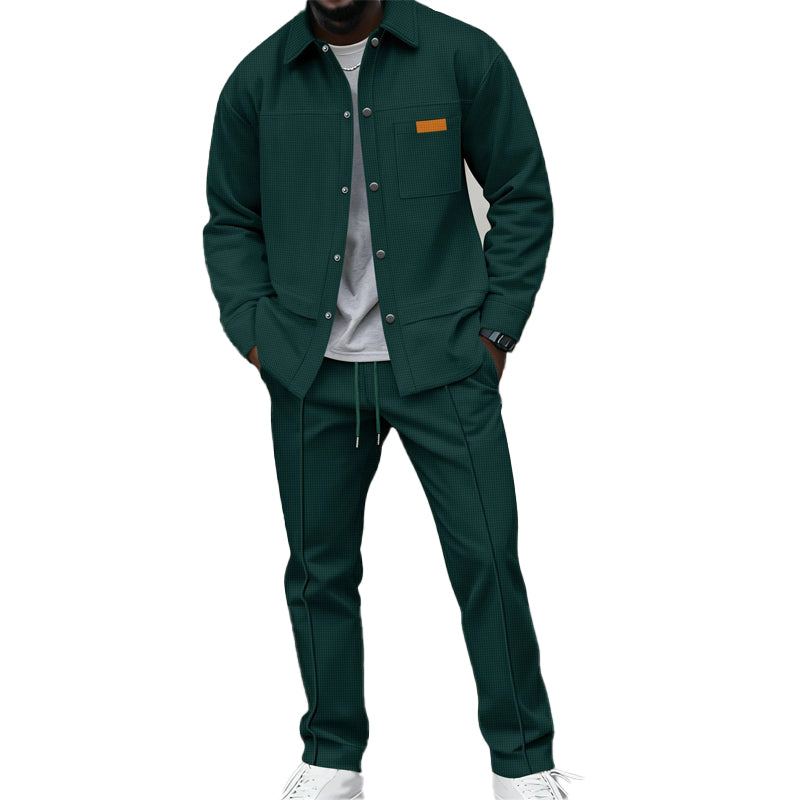 Zweiteiliges Freizeit-Set für Herren: Waffelstrick-Jacke und Hose