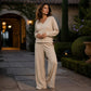 Schulterfreies Sweatshirt- und Hose-Set für Damen