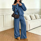 Schulterfreies Sweatshirt- und Hose-Set für Damen