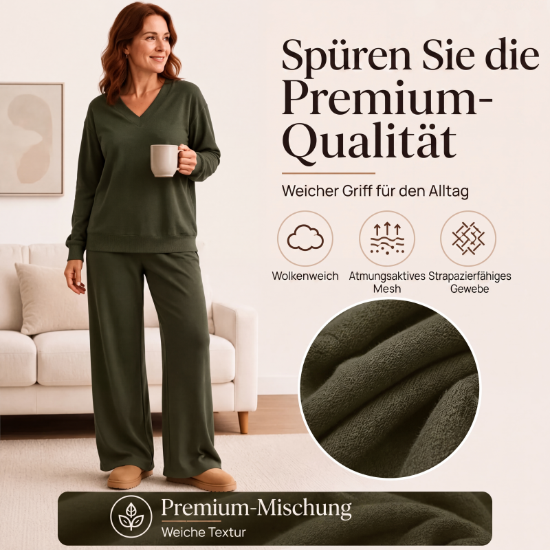 Schulterfreies Sweatshirt- und Hose-Set für Damen