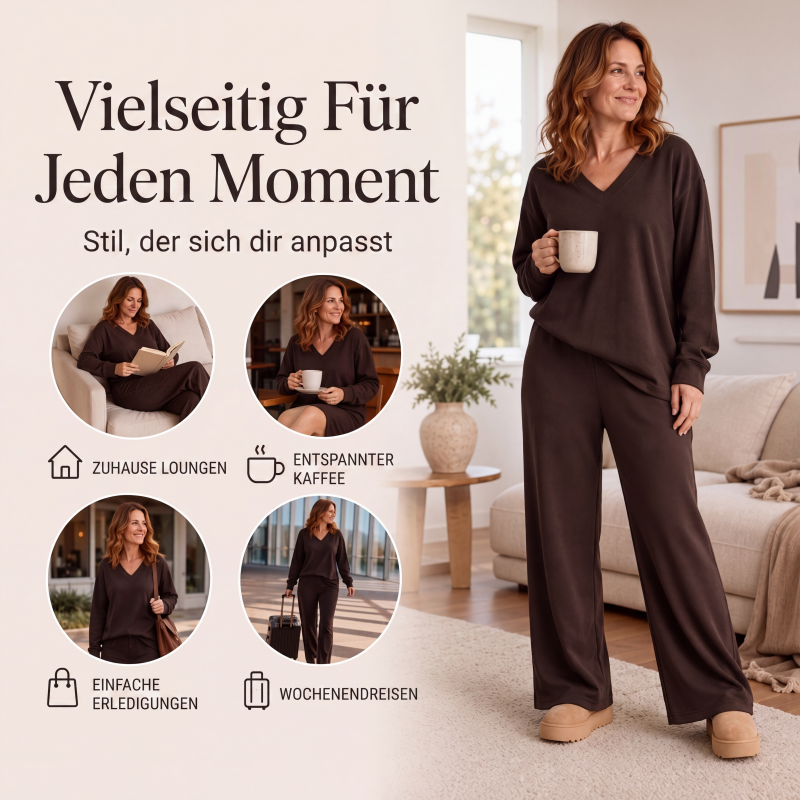 Schulterfreies Sweatshirt- und Hose-Set für Damen