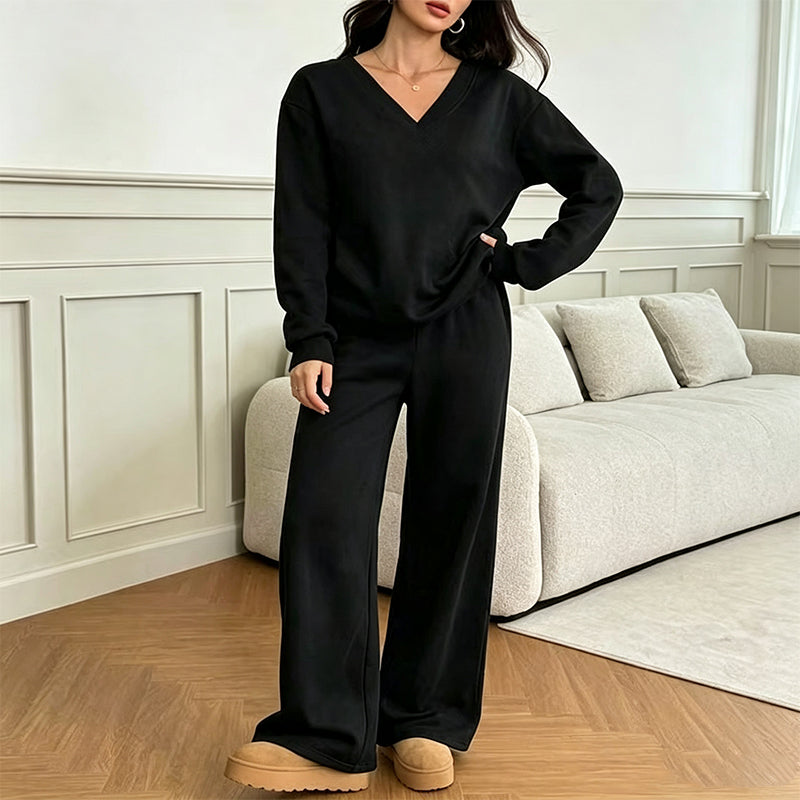Schulterfreies Sweatshirt- und Hose-Set für Damen