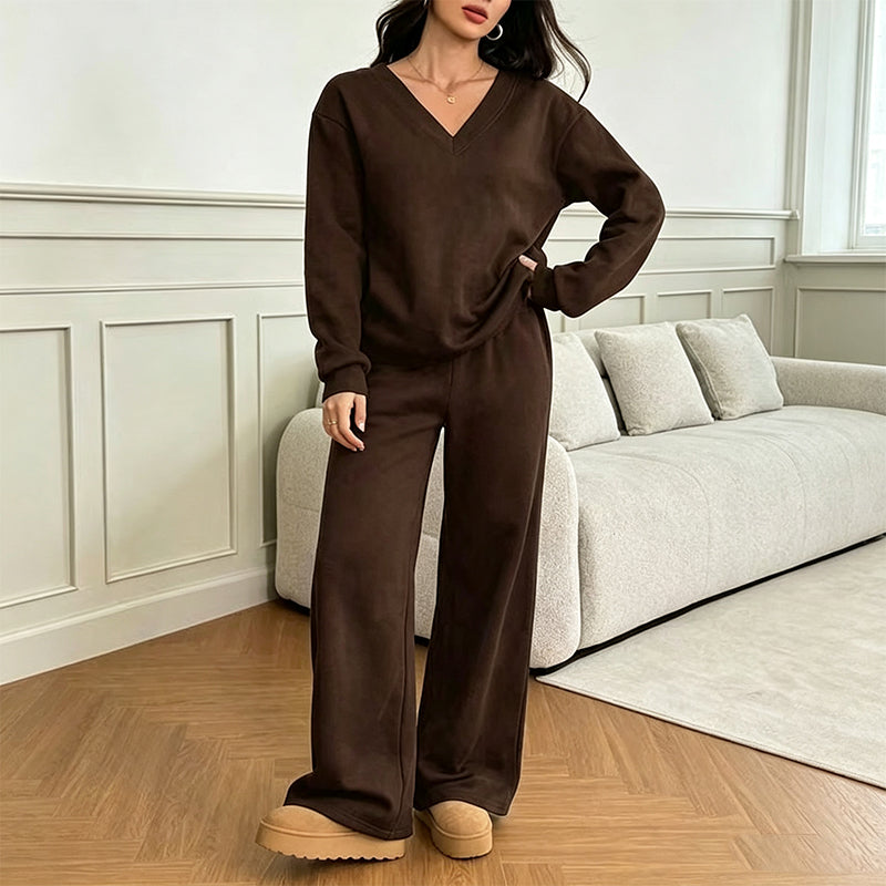 Schulterfreies Sweatshirt- und Hose-Set für Damen