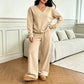 Schulterfreies Sweatshirt- und Hose-Set für Damen