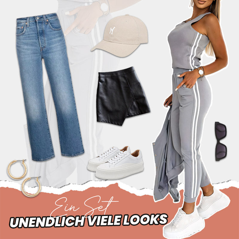 Lässiges 3-teiliges Set für Damen - Jacke, Tanktop und Hose