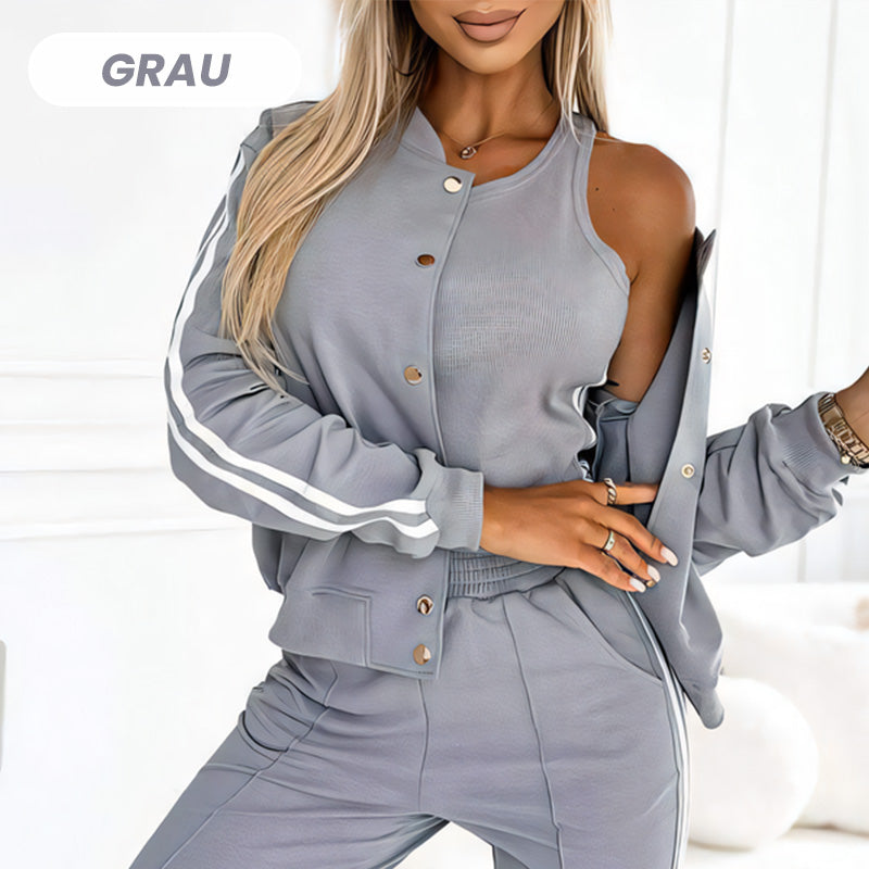 Lässiges 3-teiliges Set für Damen - Jacke, Tanktop und Hose