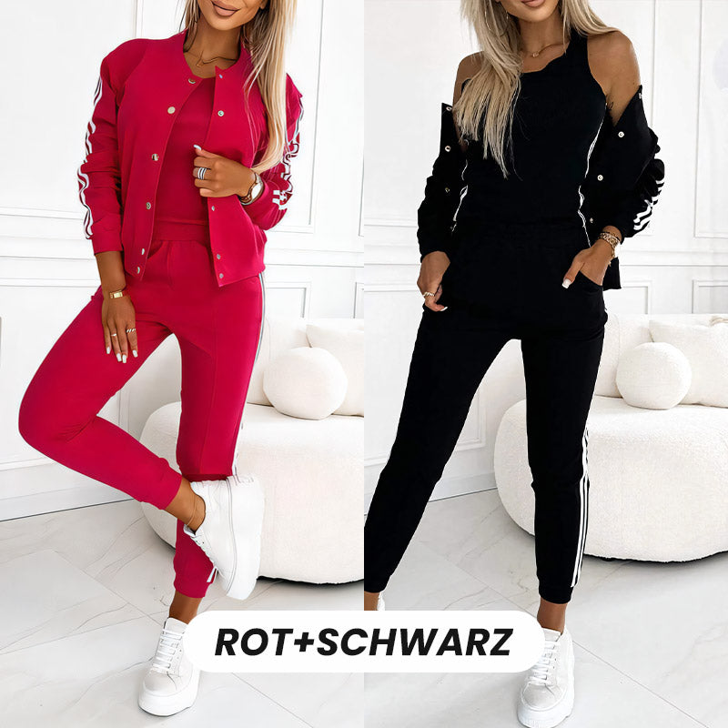 Lässiges 3-teiliges Set für Damen - Jacke, Tanktop und Hose
