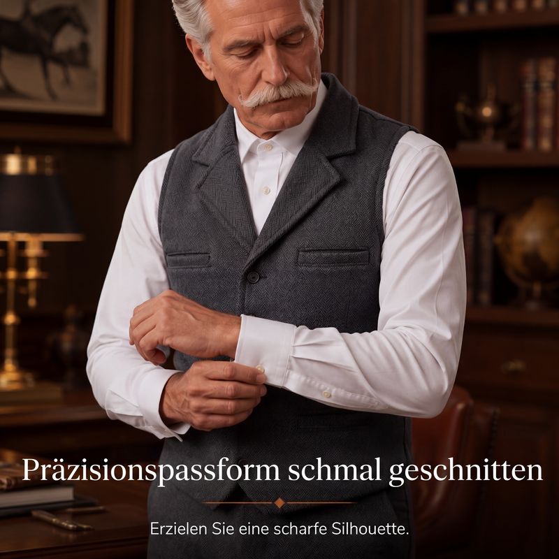 🦺 50 % RABATT | Klassischer Vintage-Charme – Herren Weste mit Revers & Fischgrätmuster