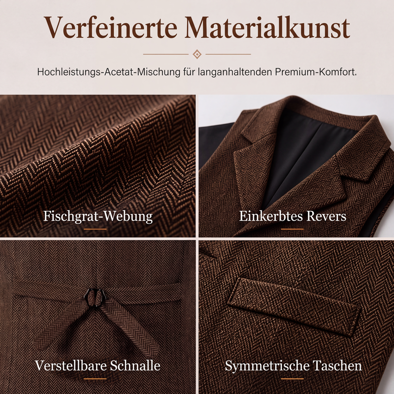 🦺 50 % RABATT | Klassischer Vintage-Charme – Herren Weste mit Revers & Fischgrätmuster
