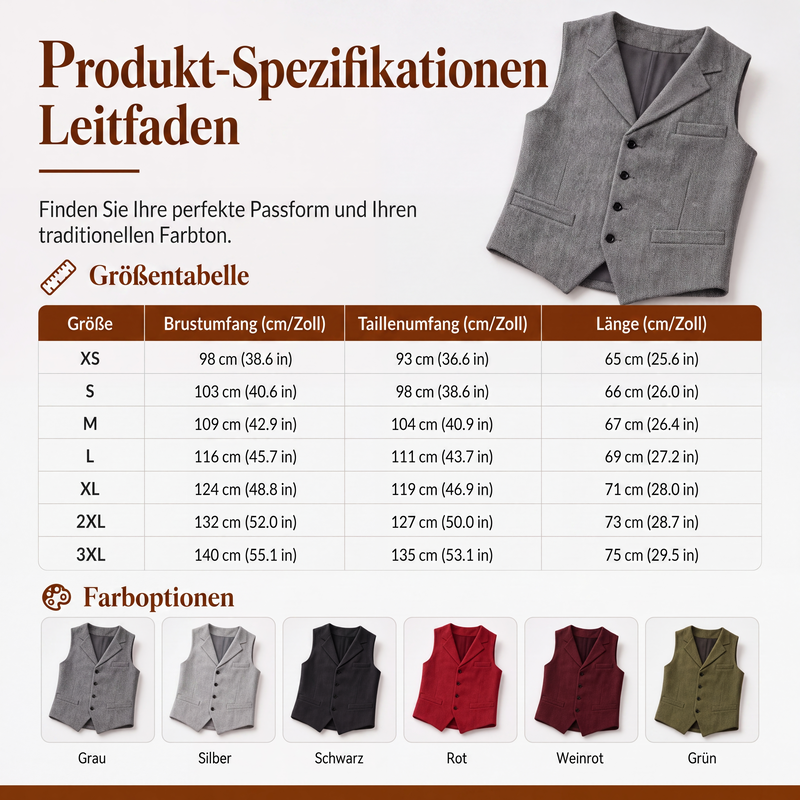 🦺 50 % RABATT | Klassischer Vintage-Charme – Herren Weste mit Revers & Fischgrätmuster