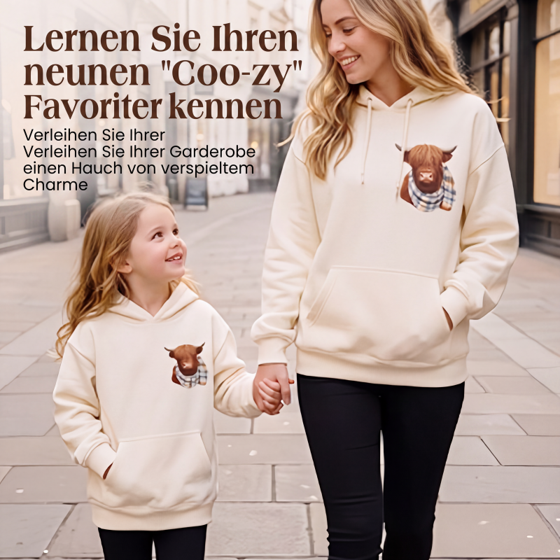 🐮 50 % RABATT | Kuschelig durch kalte Tage – Damen Hoodie mit Highland-Kuh-Motiv & Fleecefutter