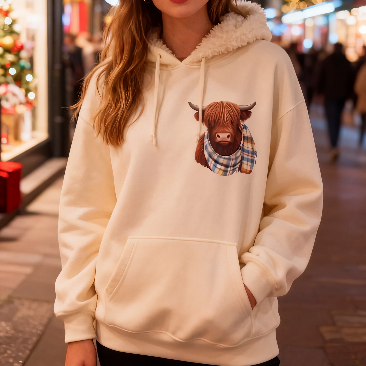 🐮 50 % RABATT | Kuschelig durch kalte Tage – Damen Hoodie mit Highland-Kuh-Motiv & Fleecefutter