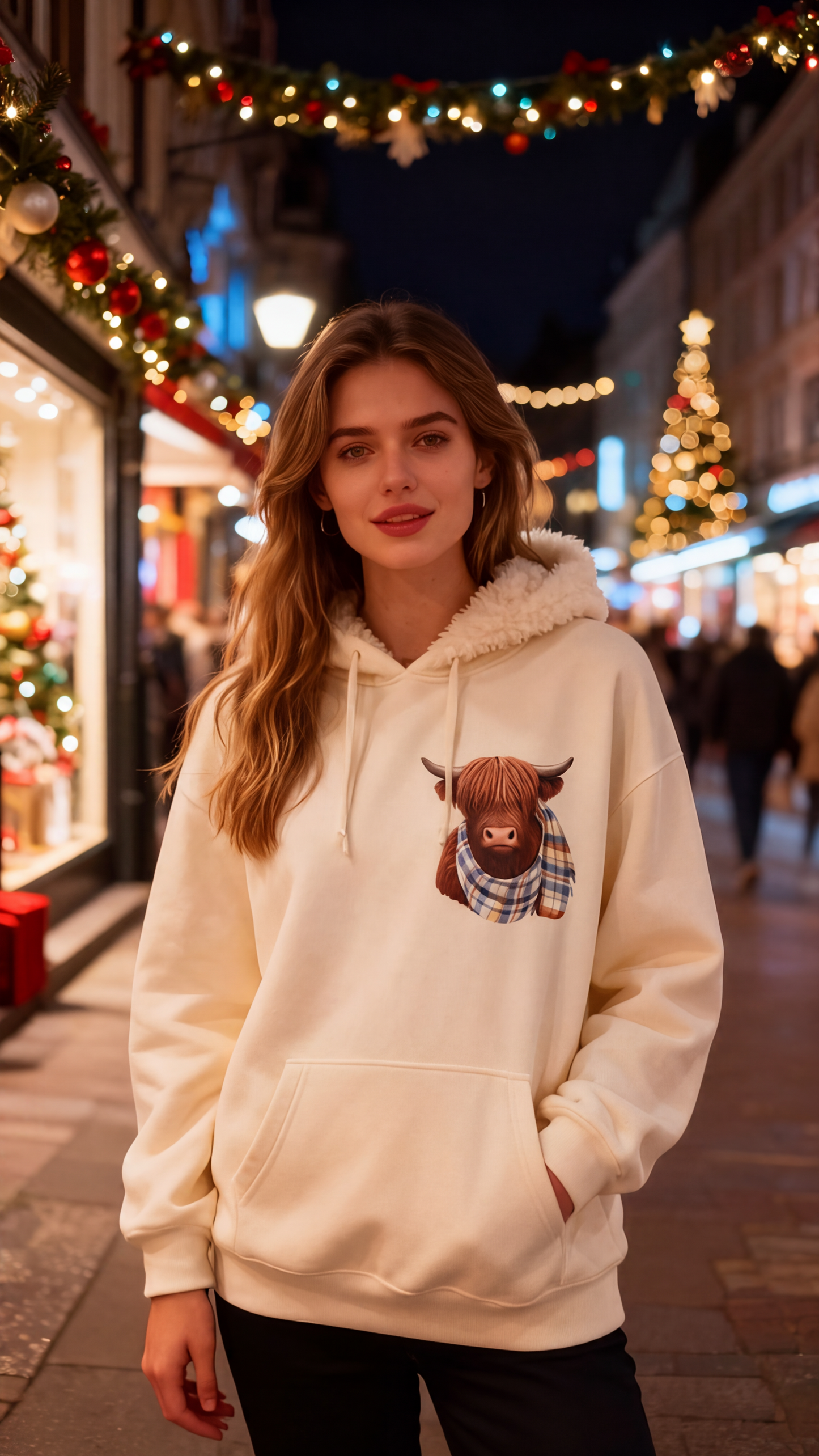 🐮 50 % RABATT | Kuschelig durch kalte Tage – Damen Hoodie mit Highland-Kuh-Motiv & Fleecefutter