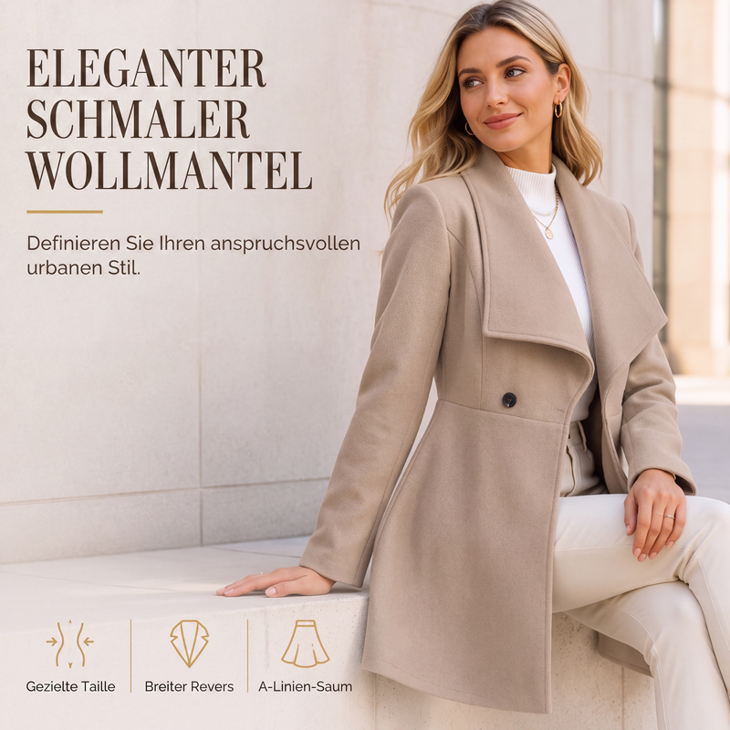 Eleganter taillierter Damenmantel mit Reverskragen