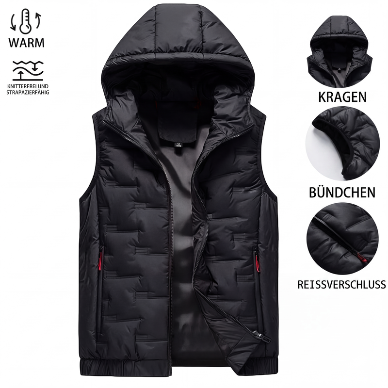 📢📢50%Rabatt!!!🎉✨Herren-Slim-Fit Kapuzenweste – Ärmellose Weste mit Frontreißverschluss, angenehm weich