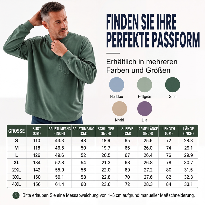 📢📢50% Rabatt!!! 🎉✨ Langarm-T-Shirt für Herren – lockere Passform
