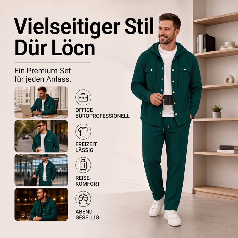 🚀 Ganz neu eingetroffen – 50 % Rabatt zum Probieren! Herren Freizeit Waffelstruktur Kapuzenjacke und Hosen Set