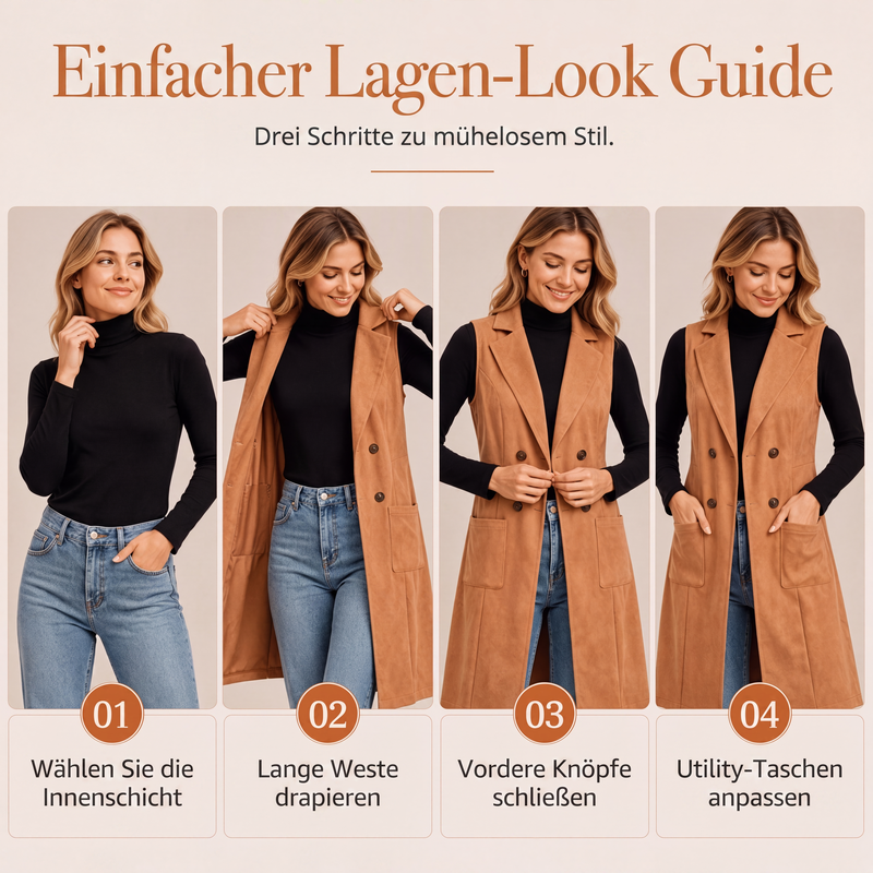 📢📢50%Rabatt!!!🧥✨ Neuheiten – Zweireihige lange Weste – elegant und vielseitig