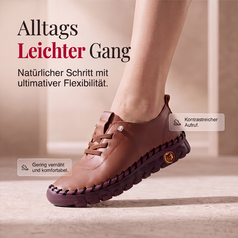 Damen-Casual-Schuhe aus echtem Leder, handgenähte Loafers