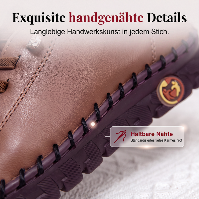 Damen-Casual-Schuhe aus echtem Leder, handgenähte Loafers