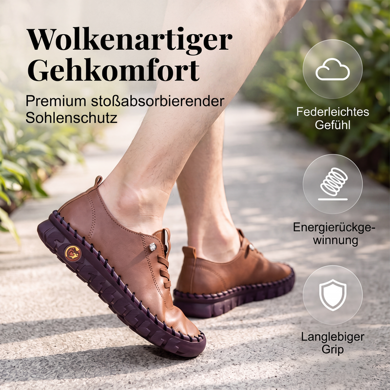 Damen-Casual-Schuhe aus echtem Leder, handgenähte Loafers