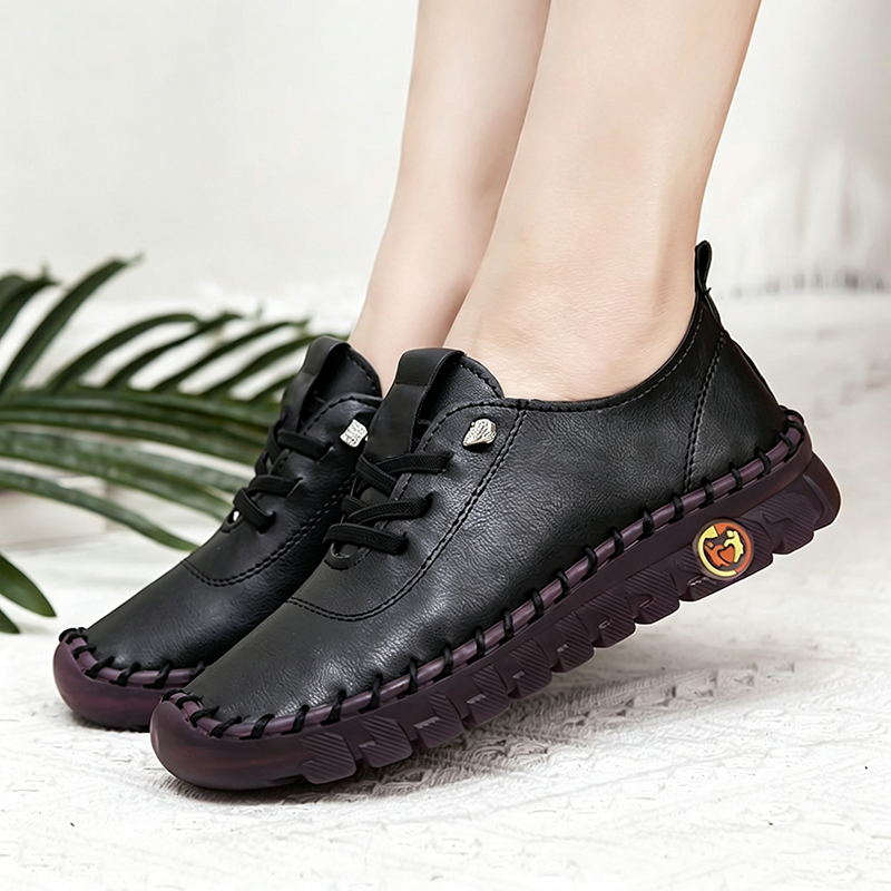 Damen-Casual-Schuhe aus echtem Leder, handgenähte Loafers