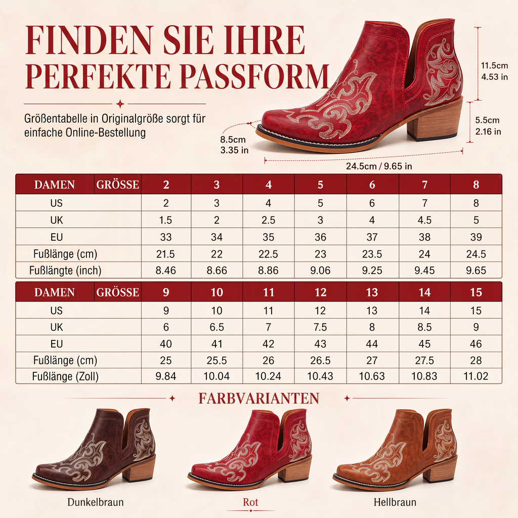 ✨Retro Damen Stiefeletten: V-Cutout, Blockabsatz & Stickerei🍂❄️