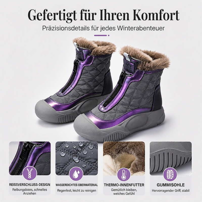 Wasserdichte, warme Damen-Retro-Schneestiefel