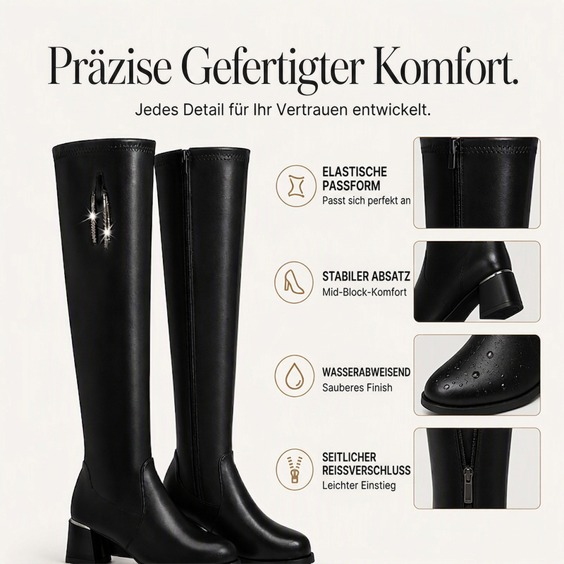 Warme elastische Damen-Overknee-Stiefel