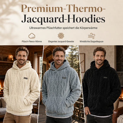 📢📢50%Rabatt!!!🎉✨Herren Winter Kapuzenpullover mit Fleecefutter, Jacquard-Muster, langärmeliges Sweatshirt für Freizeit und Outdoor-Aktivitäten