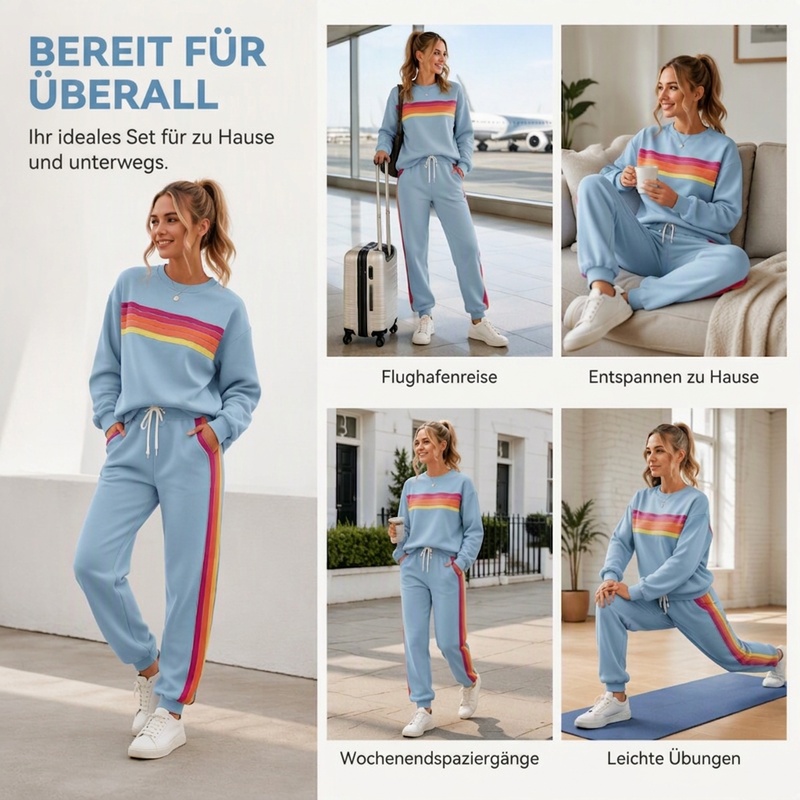 Zweiteiliges Set aus lässigem Sweatshirt und Jogginghose für Damen