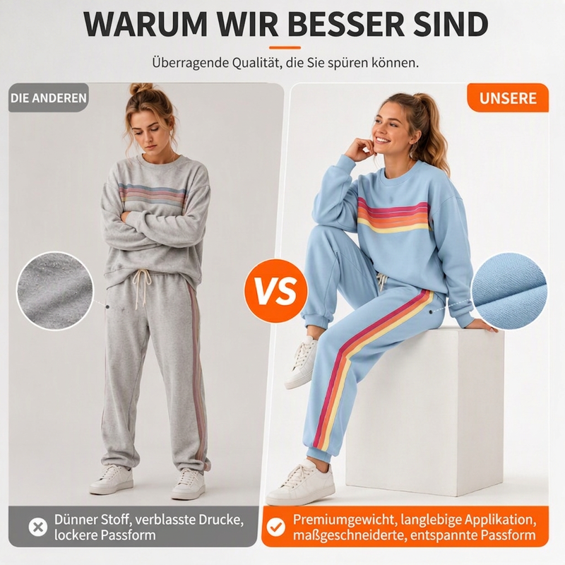 Zweiteiliges Set aus lässigem Sweatshirt und Jogginghose für Damen