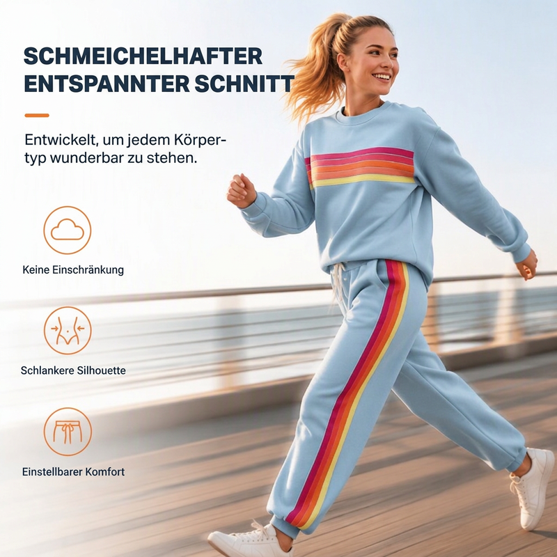 Zweiteiliges Set aus lässigem Sweatshirt und Jogginghose für Damen
