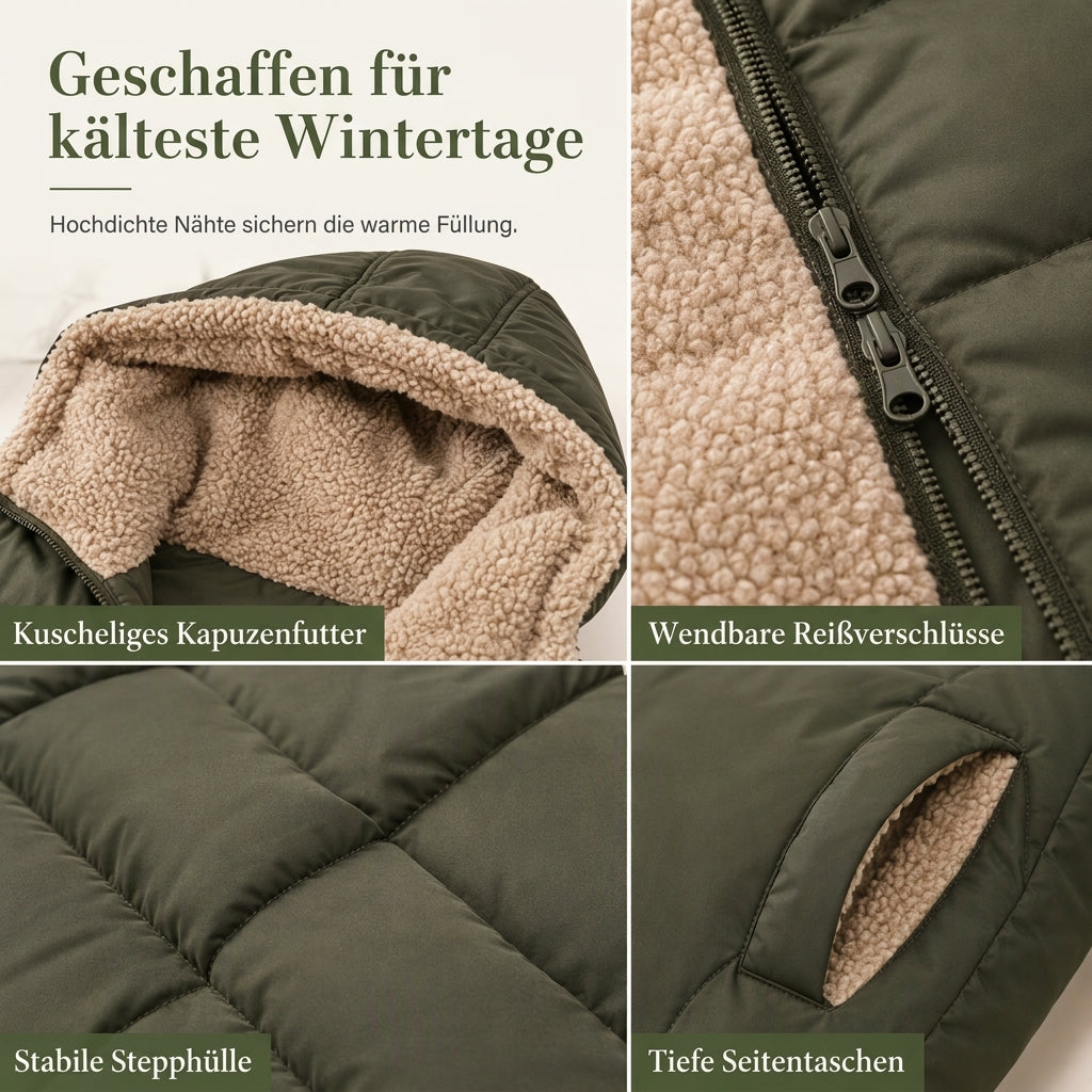 📢📢50%Rabatt!!!🎉✨Wendbare, wattierte Slim-Fit-Mantel mit Kapuze