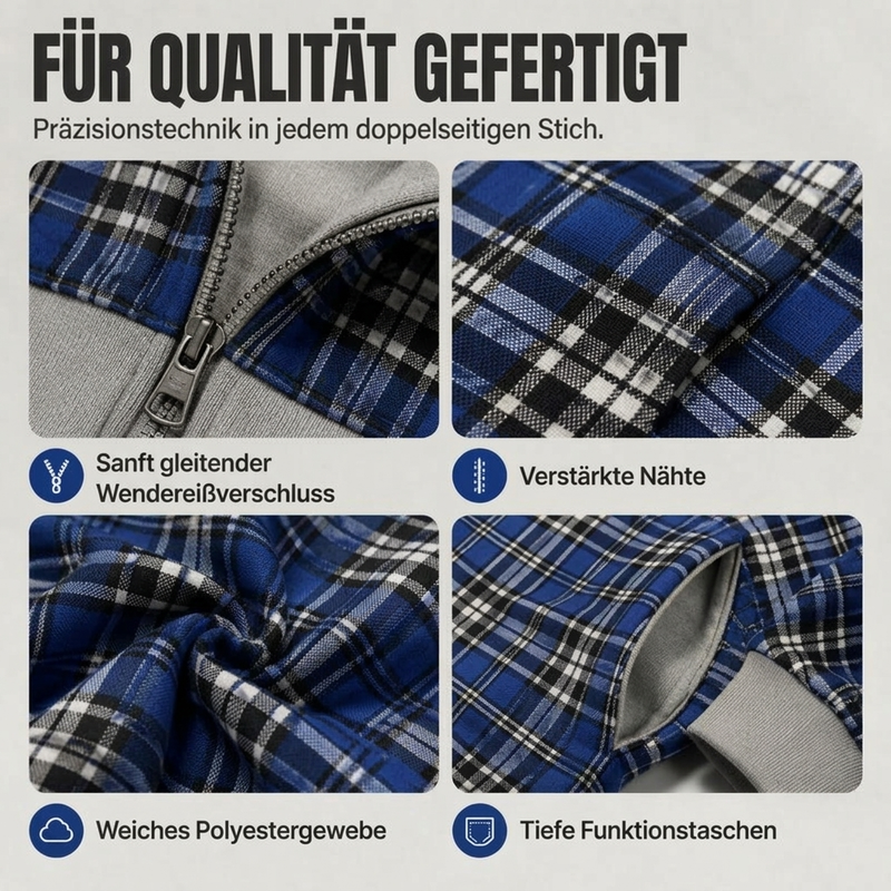 📢📢50% Rabatt!!! 🎉✨ Unisex Wendbare Karierte Kapuzenjacke mit Reißverschluss