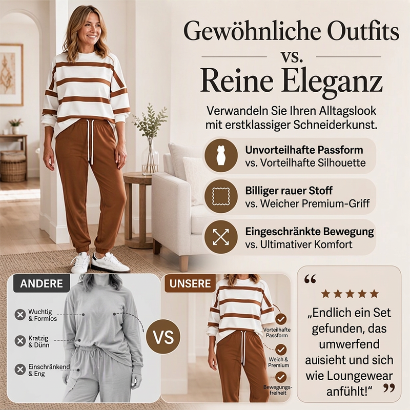 Gestreiftes Sweatshirt und Jogginghosen-Set für Damen