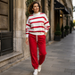 Gestreiftes Sweatshirt und Jogginghosen-Set für Damen