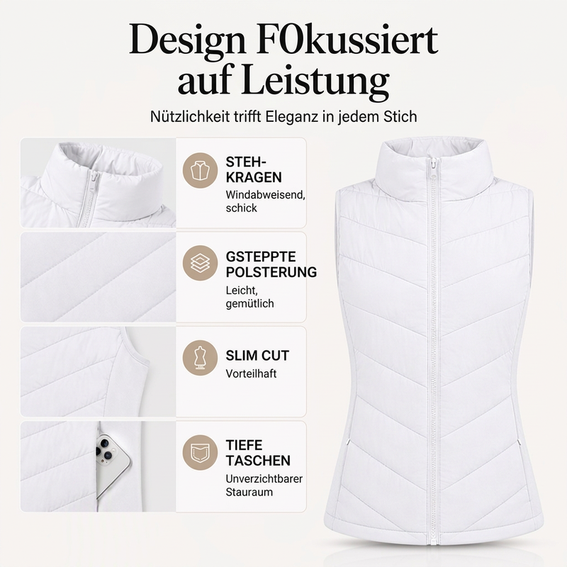 📈 Verkaufshit Nr. 1 – direkt 50%! Damen gesteppte Stehkragen-Pufferweste