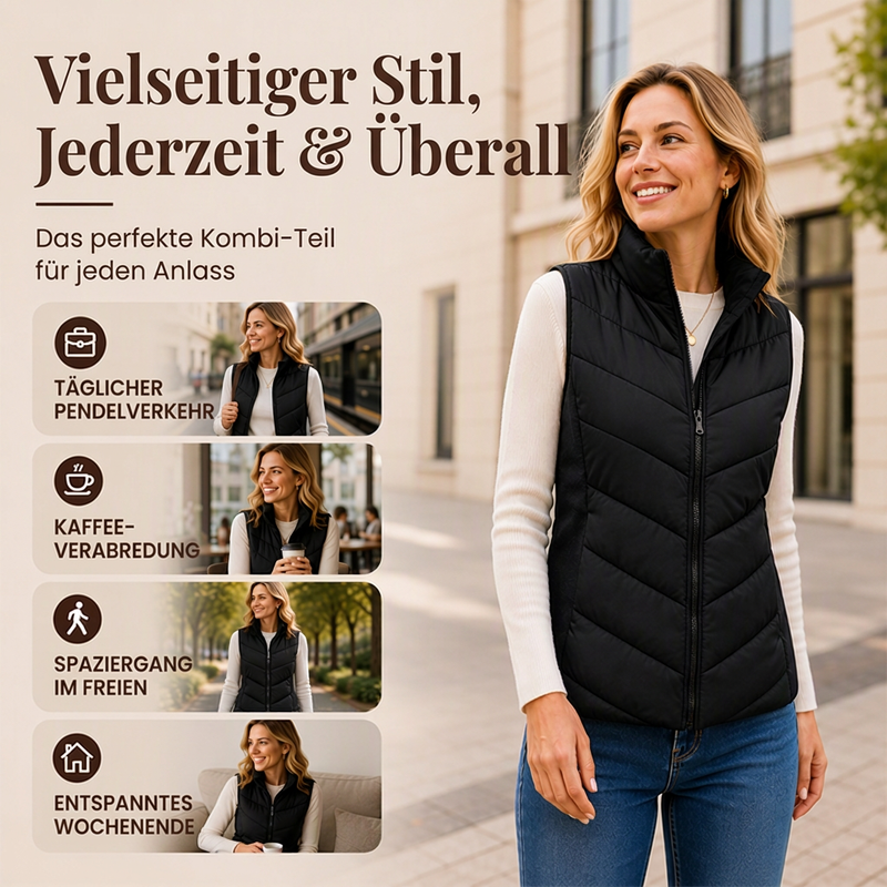 📈 Verkaufshit Nr. 1 – direkt 50%! Damen gesteppte Stehkragen-Pufferweste