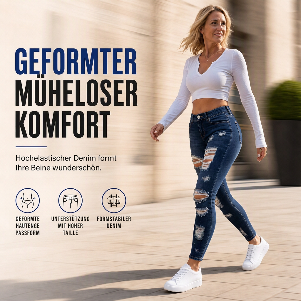 📢🎉50%Rabatt!!!🛍️✨Damen High Waist Ripped Skinny Jeans, Destroyed Dehnbare Denim-Hose