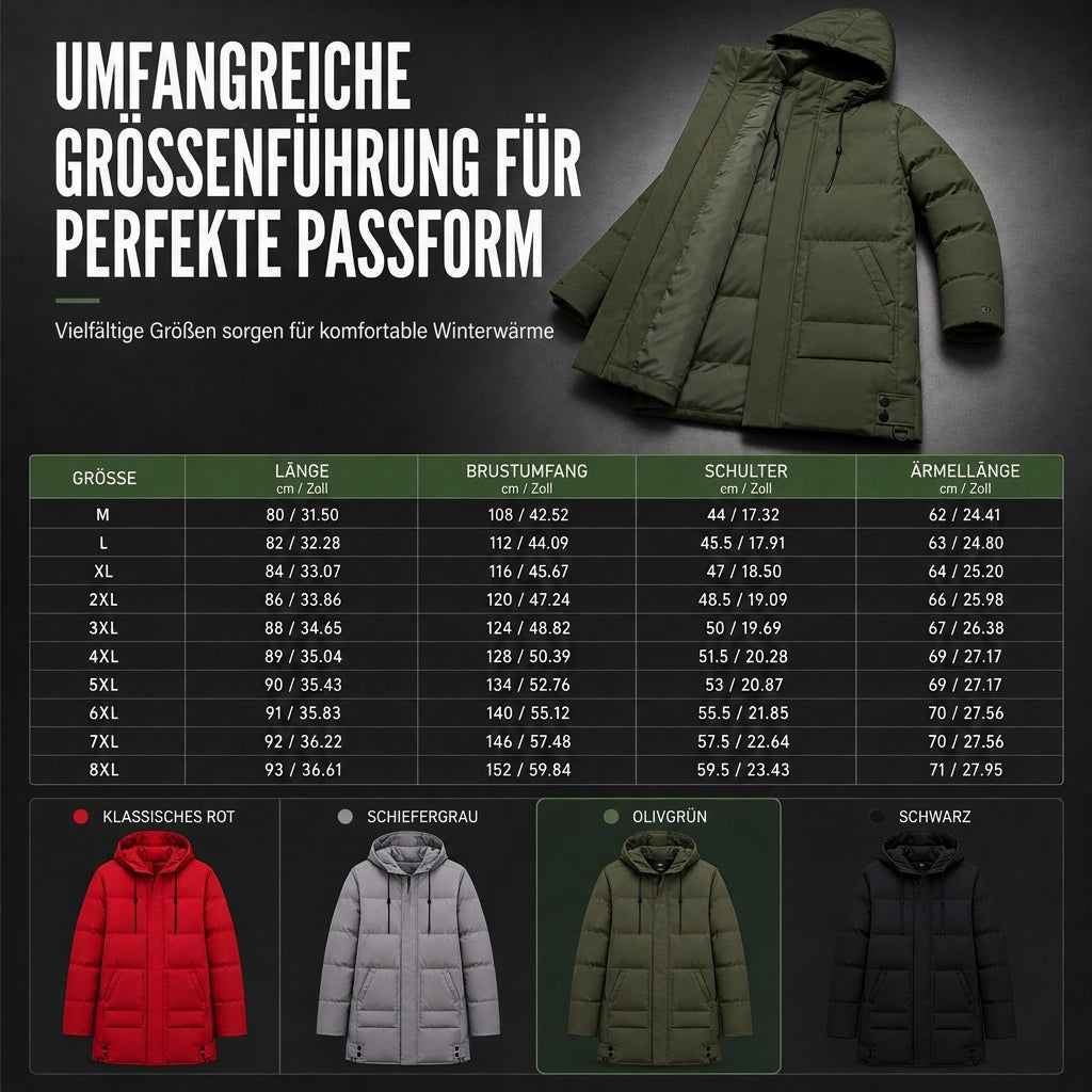 📢🎉50%Rabatt!!!🛍️✨Herren Freizeit Mittellange Gepolsterte Winter Verdickte Warme Oberbekleidung Mantel Übergröße