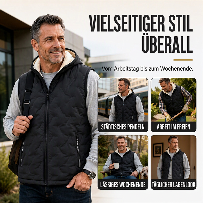 Warme Kapuzenweste für Herren im Winter