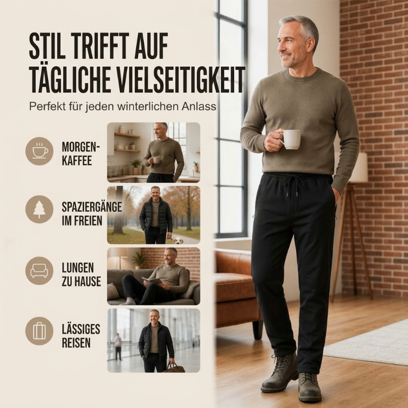 Winddichte, wattierte Thermohose für Herren