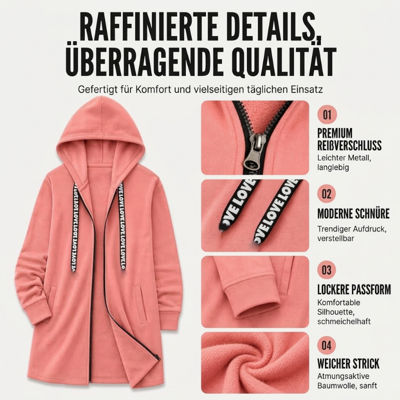 📢🎉50%Rabatt!!!🛍️✨Damen Kapuzenjacke in mittlerer Länge, gefüttert